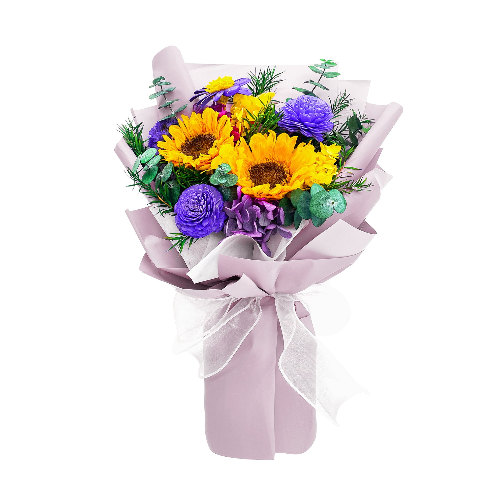 Preserved Sunflower Bouquet – Pink Cardboard