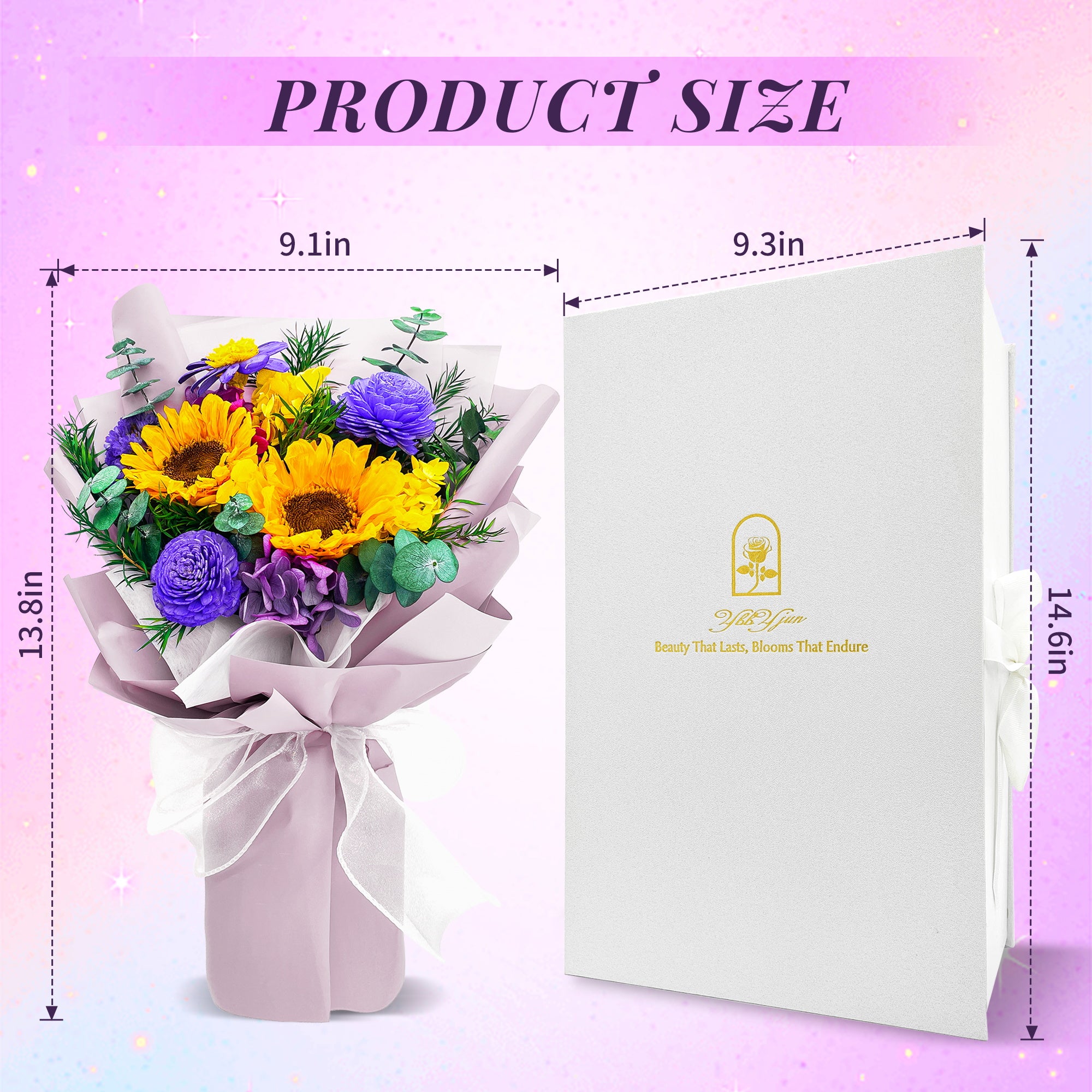 Preserved Sunflower Bouquet – Pink Cardboard