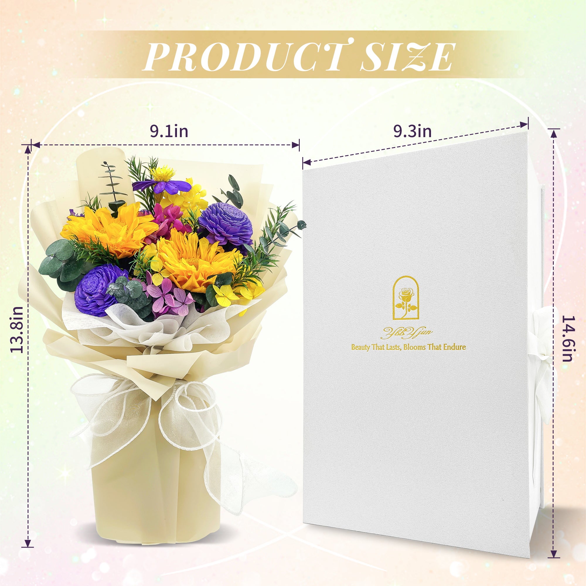 Preserved Sunflower Bouquet – Beige Cardboard