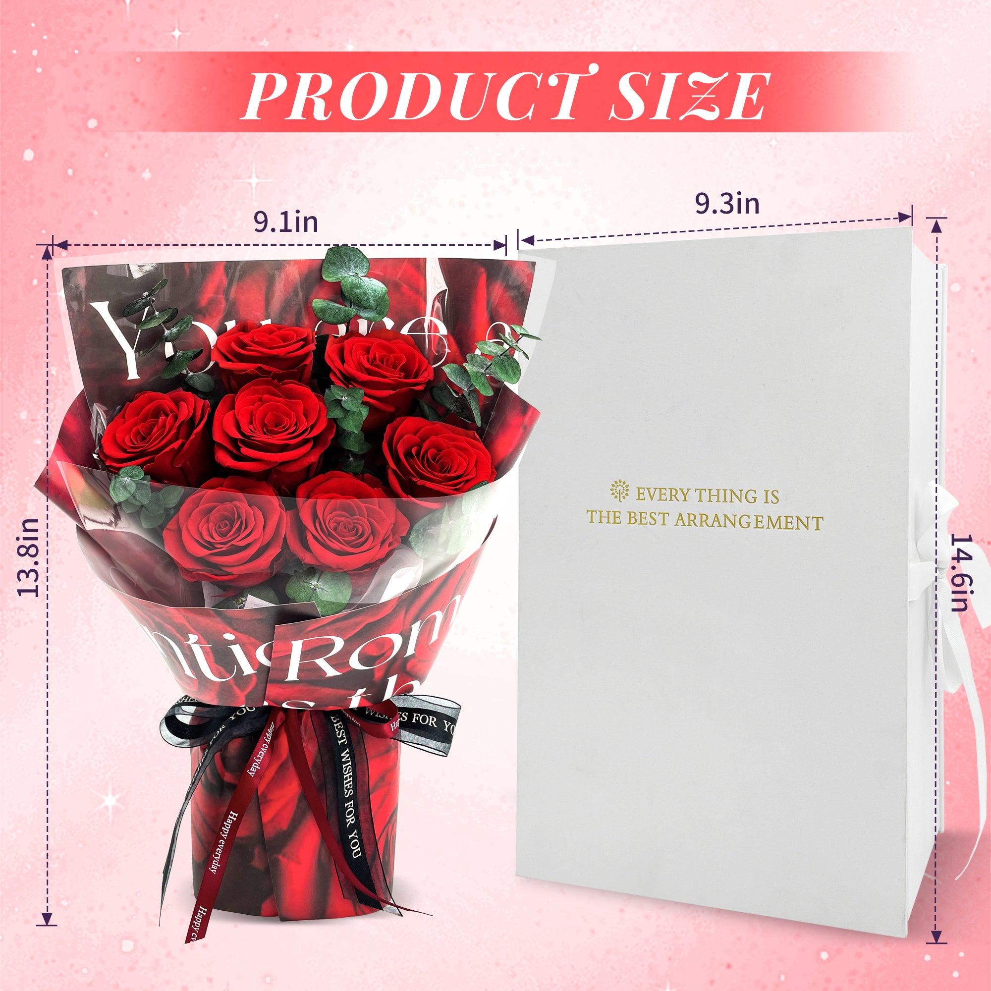Preserved Flower Bouquet – Red Cardboard
