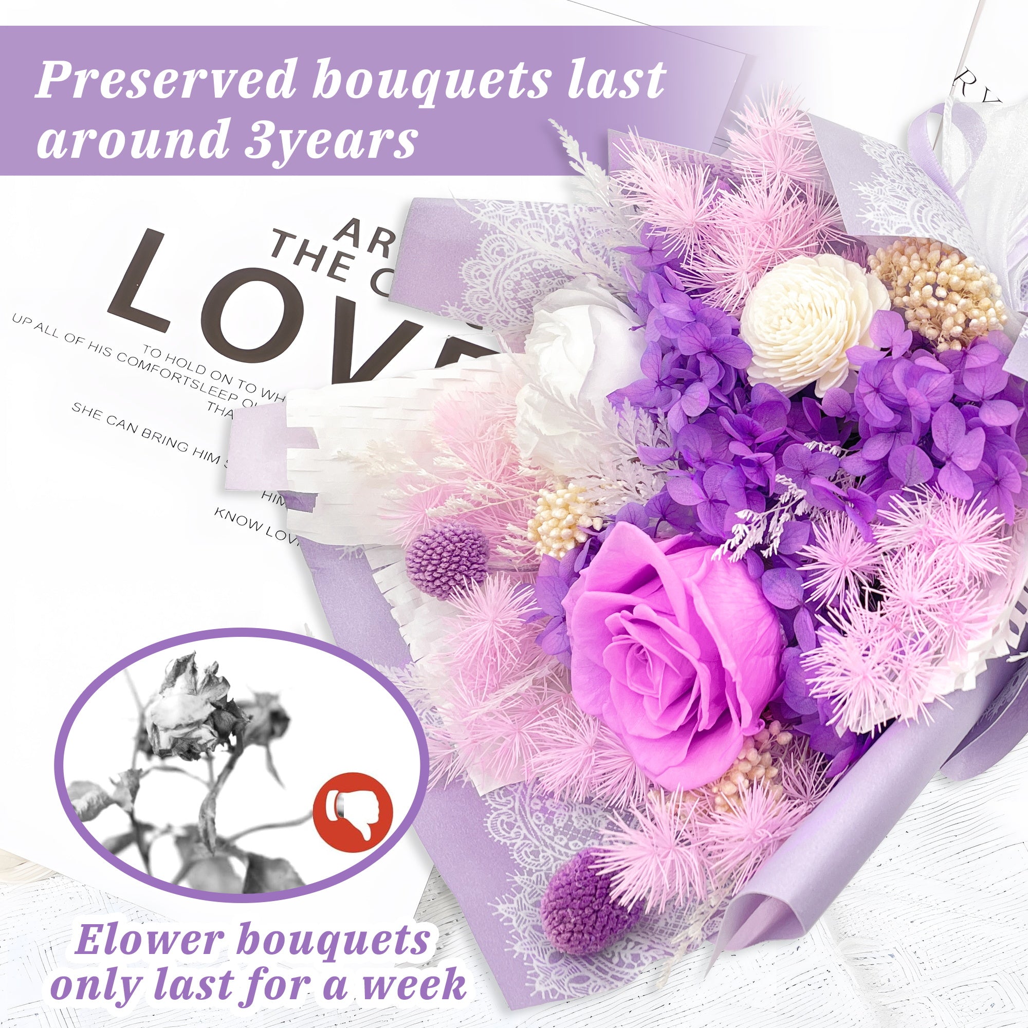 Preserved Flowers – Light Purple Cardboard