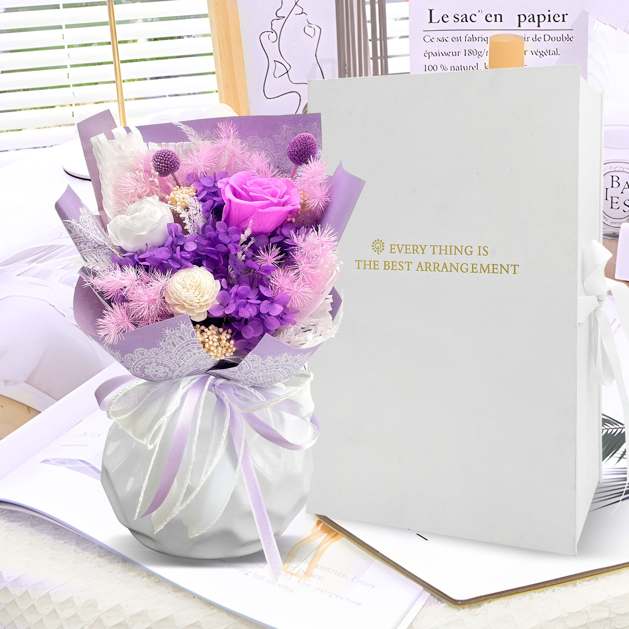 Preserved Flowers – Light Purple Cardboard