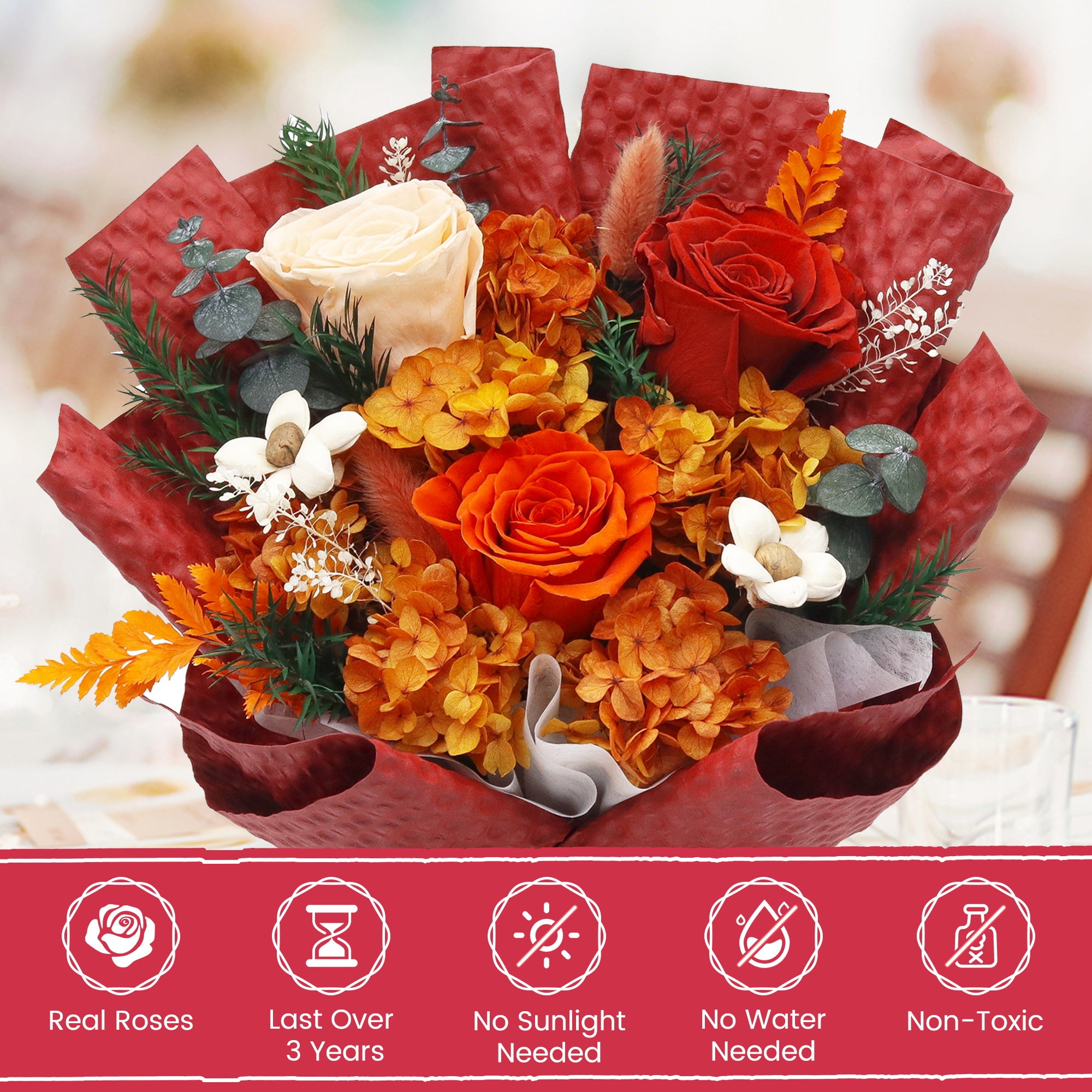 Preserved Flowers – Dark Red Cardboard