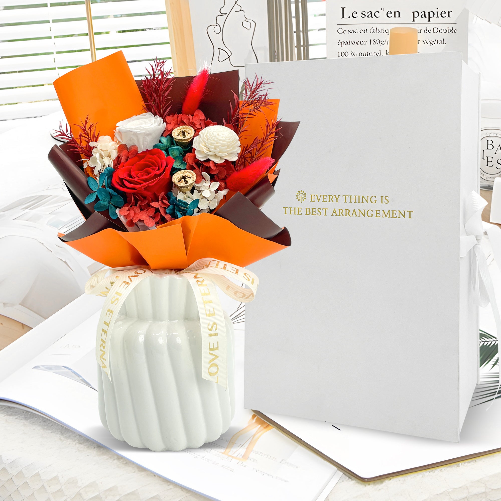Preserved Flowers – Orange Cardboard