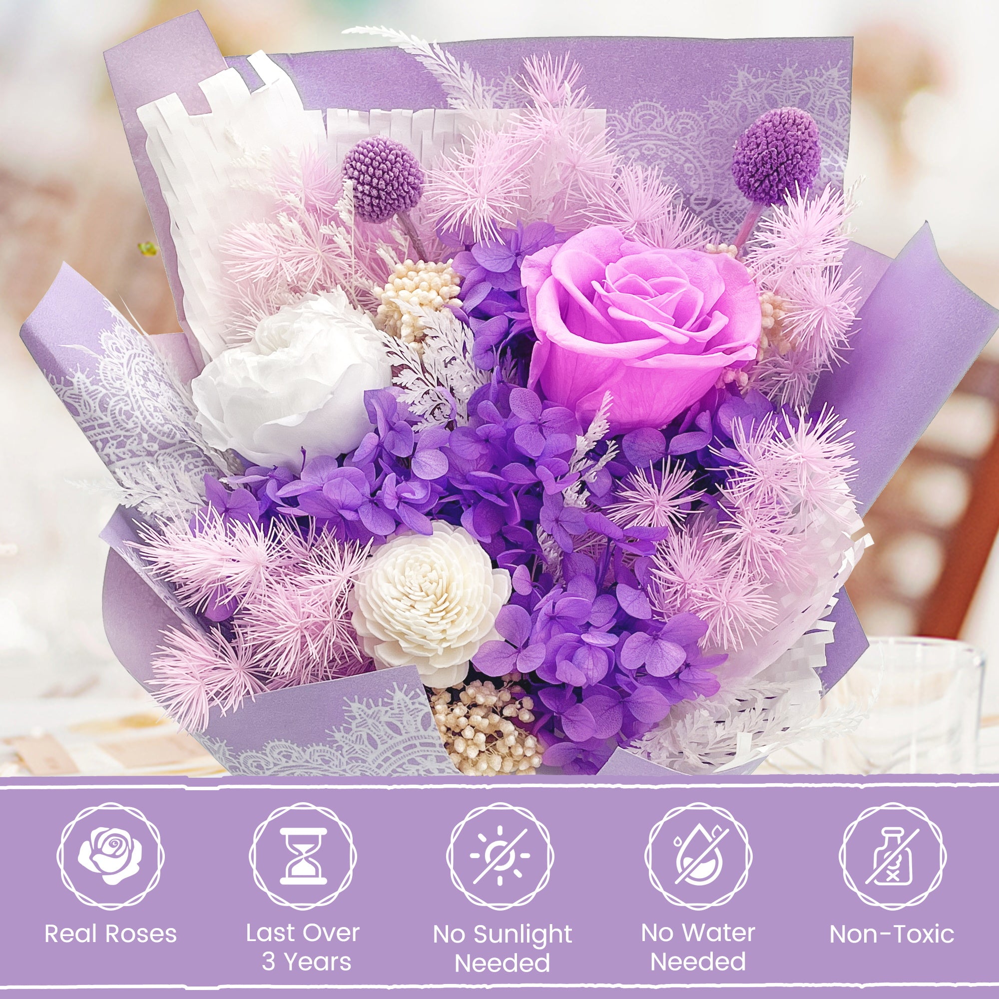 Preserved Flowers – Light Purple Cardboard