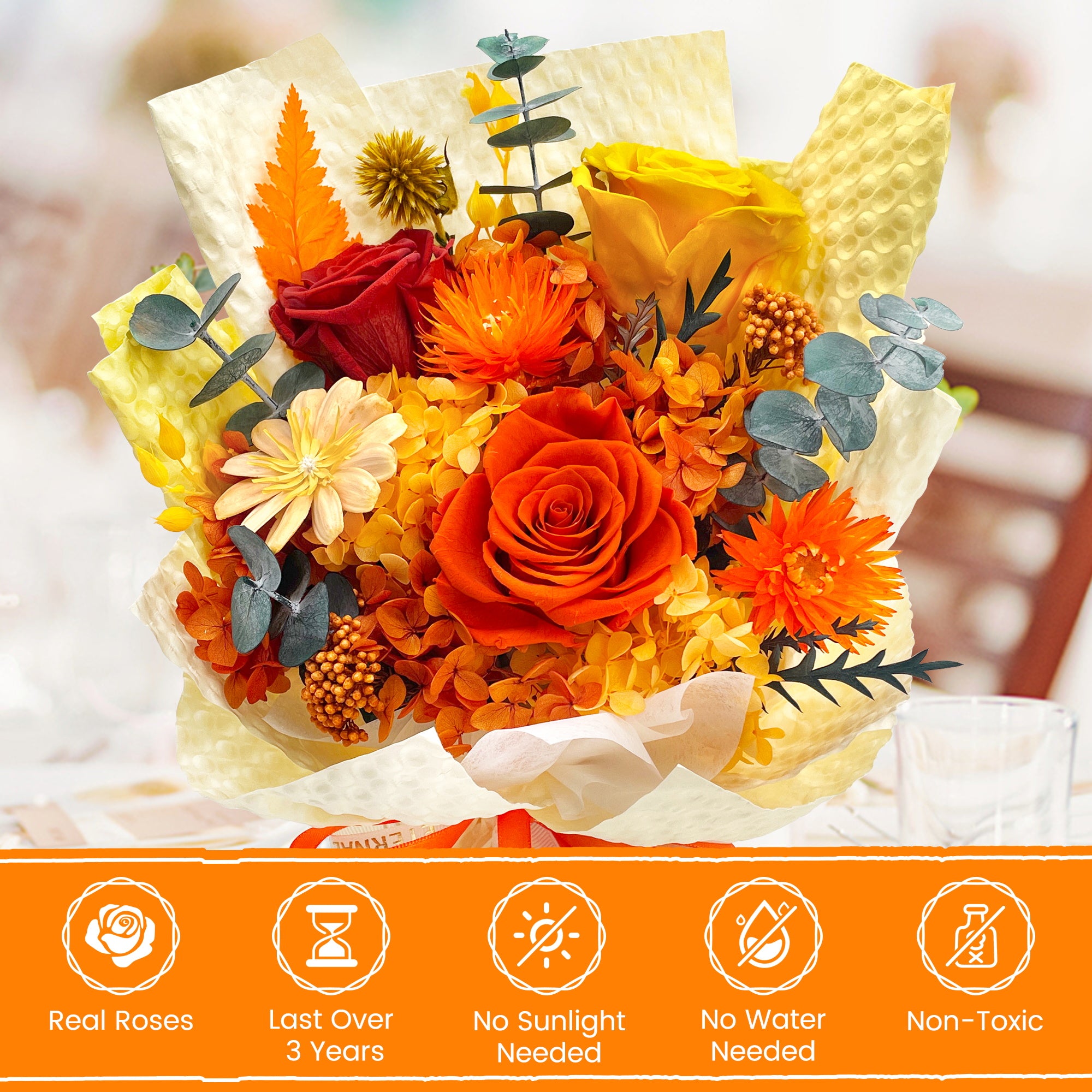 Preserved Flowers – Light Yellow Cardboard