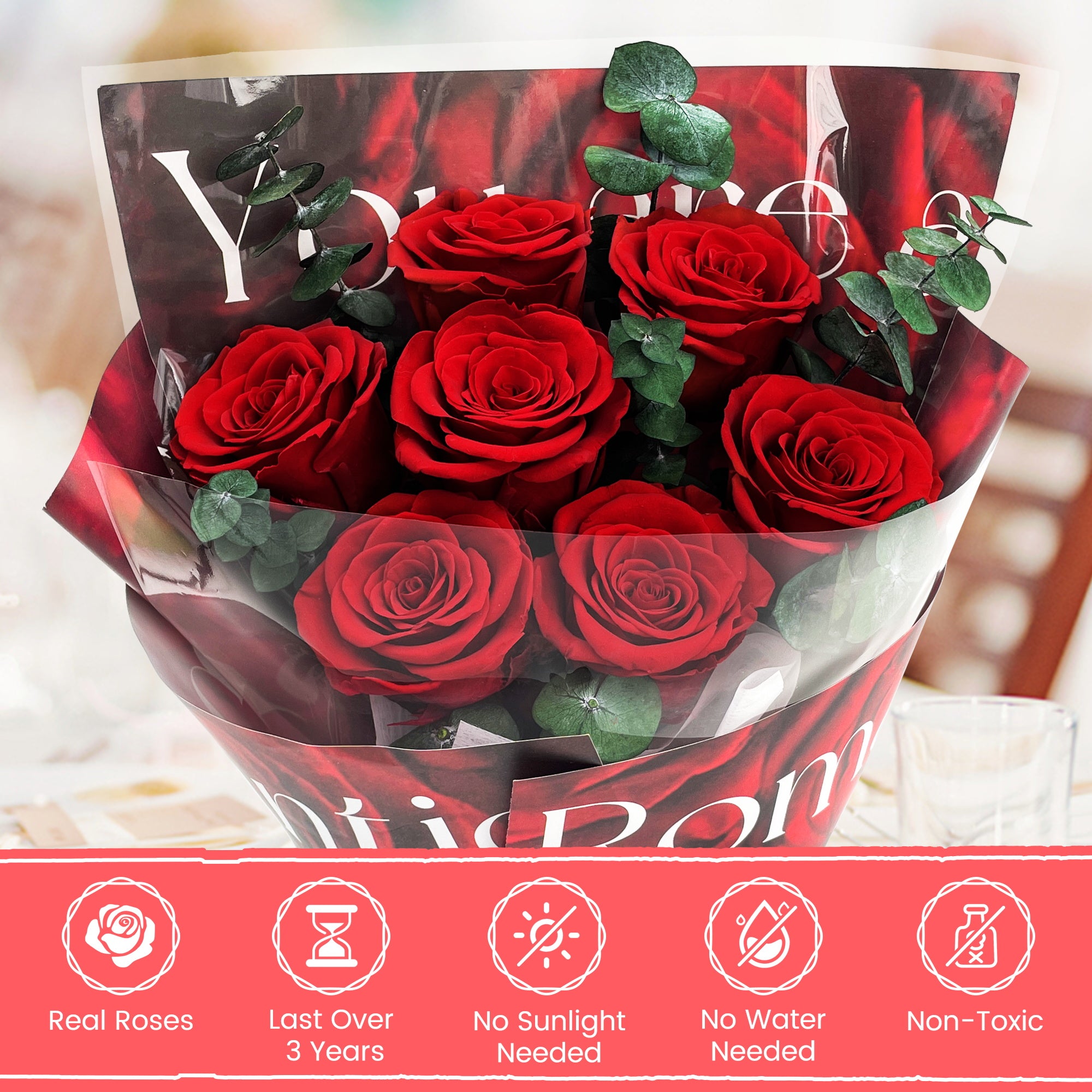 Preserved Flower Bouquet – Red Cardboard