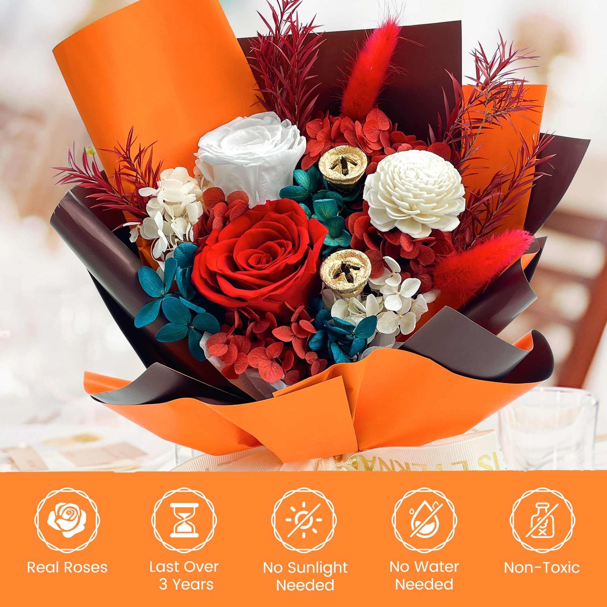 Preserved Flowers – Orange Cardboard