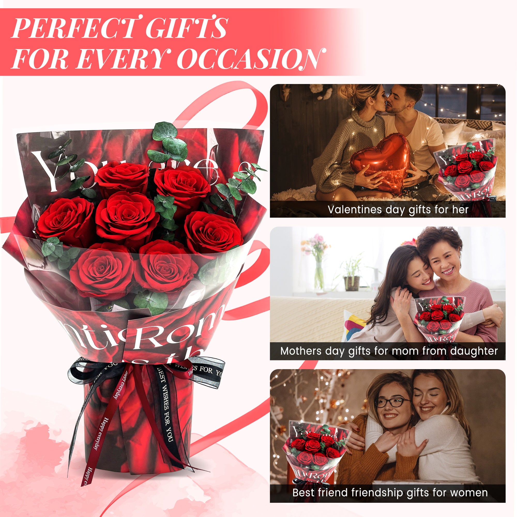 Preserved Flower Bouquet – Red Cardboard