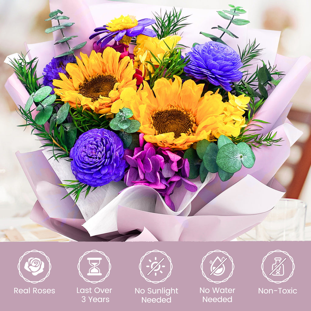 Preserved Sunflower Bouquet – Pink Cardboard