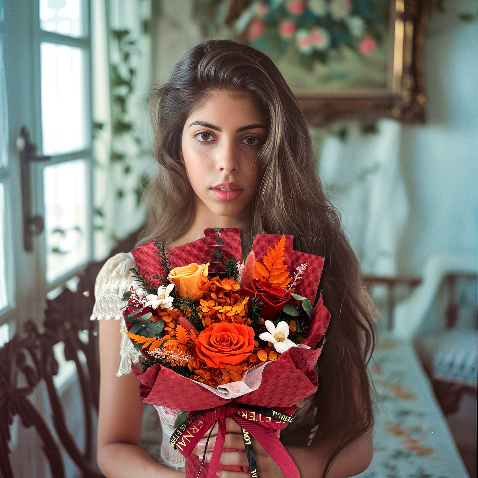 Preserved Flowers – Dark Red Cardboard