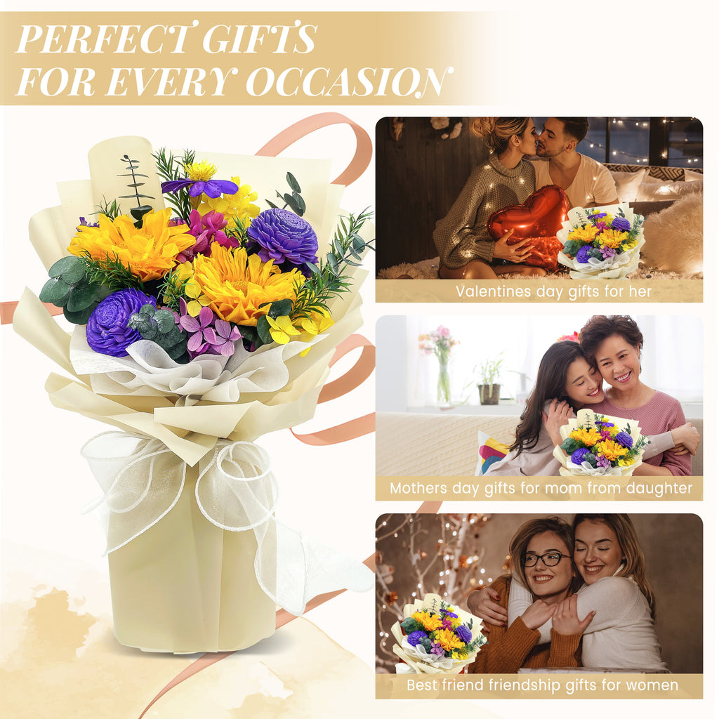 Preserved Sunflower Bouquet – Beige Cardboard