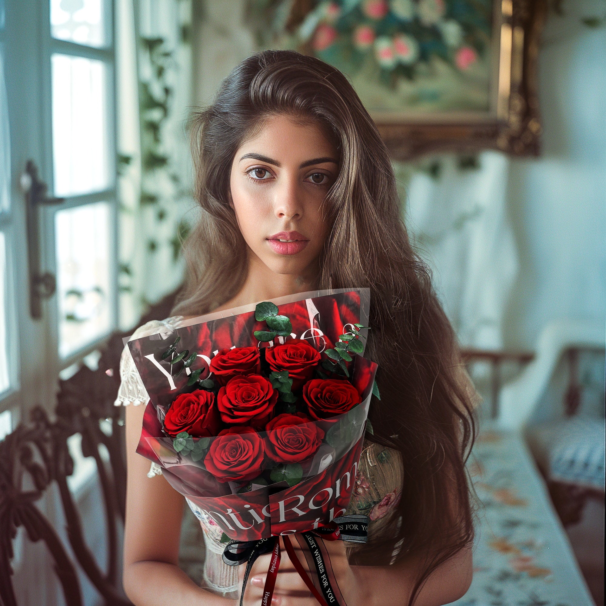 Preserved Flower Bouquet – Red Cardboard